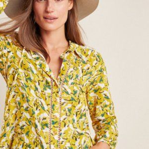 Anthropologie Maeve Janie Flounced Peasant Blouse - Rabbit